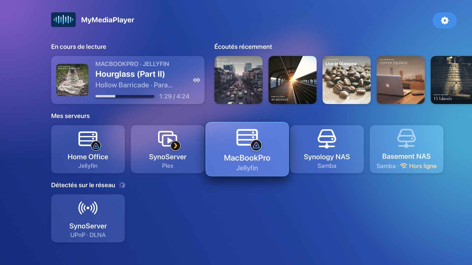 L'accueil de MyMediaPlayer 2.2 sur Apple TV