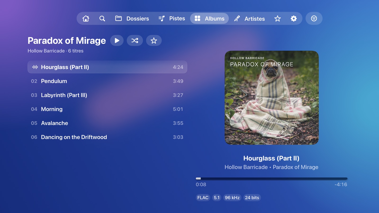 La vue album de MyMediaPlayer 2.2